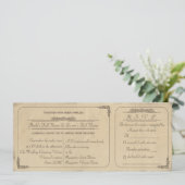 ヴィンテージのパーチメントチケット ウェディング招待状と出欠確認カード 招待状 (スタンド正面)