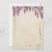 ヴィンテージのパーチメント紙を使った水彩の藤の結婚式 招待状 (裏面)