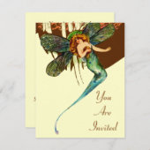 ヴィンテージのパーティの招待状のトンボによっては~の妖精が飛びます 招待状 (正面/裏面)
