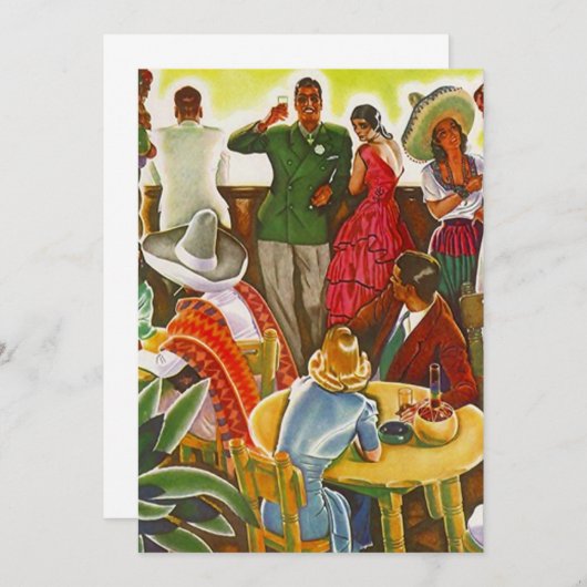 ヴィンテージのパーティーのおもしろいのフェスタのメキシコの空白のな招待状 招待状 (正面/裏面)