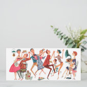 ヴィンテージのパーティーのイラストレーションの招待状 招待状 (スタンド正面)