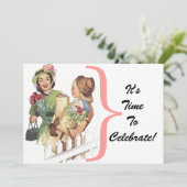 ヴィンテージのパーティーの友人お祝いの招待状 招待状 (スタンド正面)