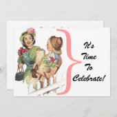 ヴィンテージのパーティーの友人お祝いの招待状 招待状 (正面/裏面)