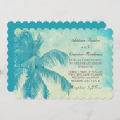 ヴィンテージのパーム | ターコイズ結婚の 招待状 (正面/裏面)