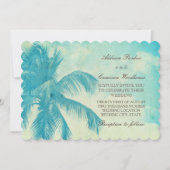 ヴィンテージのパーム | ターコイズ結婚の 招待状 (正面)