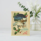 ヴィンテージのヒイラギのクリスマスの郵便はがき シーズンポストカード (スタンド正面)