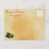 ヴィンテージのヒイラギのクリスマスの郵便はがき シーズンポストカード (裏面)