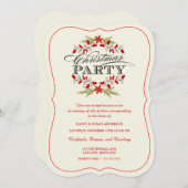 ヴィンテージのヒイラギのリースのクリスマスのパーティの招待状 招待状 (正面/裏面)