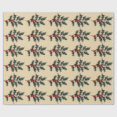 ヴィンテージのヒイラギの小枝の幸せな休日(Med。 イメージ) ラッピングペーパー (フラット)