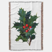 ヴィンテージのヒイラギの葉および果実のアフガニスタン人 スローブランケット (正面縦)