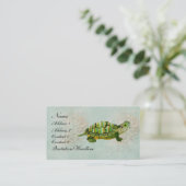 ヴィンテージのヒスイのカメの名刺かラベル 名刺 (スタンド正面)