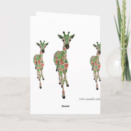 ヴィンテージのヒスイの赤面のキリンのクリスマスカード シーズンカード (裏面)