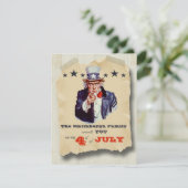 ヴィンテージのヒップスターの7月4日のお祝いの招待 招待状 (スタンド正面)