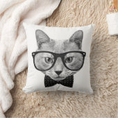 ヴィンテージのヒップスター猫 クッション (ブランケット)