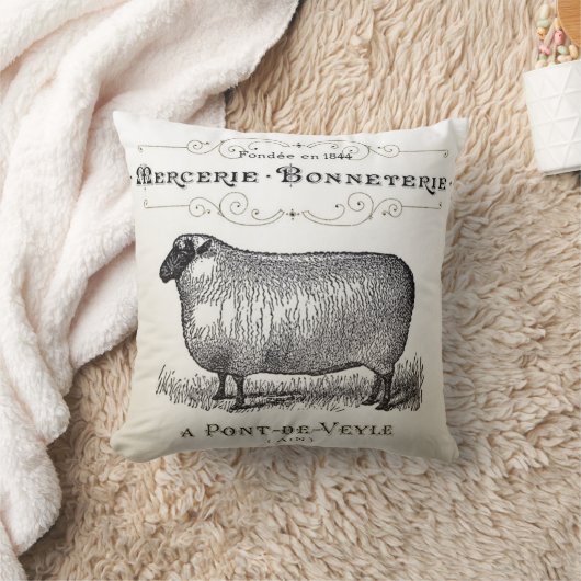 ヴィンテージのヒツジの枕 クッション (ブランケット)