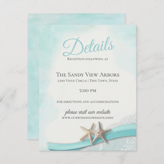 ヴィンテージのヒトデとレースの詳細と情報 招待状 (正面/裏面)