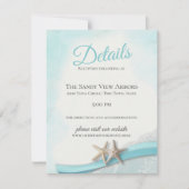 ヴィンテージのヒトデとレース オーシャンブルーの詳細 招待状 (正面)