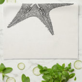 ヴィンテージのヒトデの旧式な星の魚のテンプレート キッチンタオル (折り畳み)