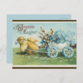 ヴィンテージのヒヒと花のホイール復活祭 ポストカード (正面/裏面)