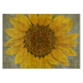 ヴィンテージのヒマワリのガラスまな板 カッティングボード (正面)