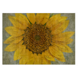 ヴィンテージのヒマワリのガラスまな板 カッティングボード