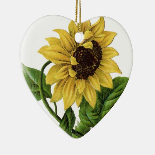 ヴィンテージのヒマワリのスケッチ セラミックオーナメント (右)