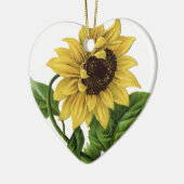 ヴィンテージのヒマワリのスケッチ セラミックオーナメント (左)