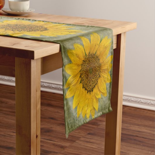 ヴィンテージのヒマワリパターンテーブルのランナー ショートテーブルランナー (インサイチュ)