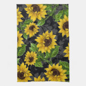 ヴィンテージのヒマワリパターン キッチンタオル (縦)