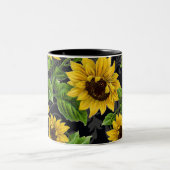 ヴィンテージのヒマワリパターン ツートーンマグカップ (中央)