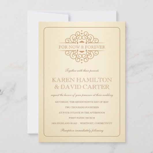 ヴィンテージのビクトリアンでフォーマルな結婚式招待状 招待状 (正面)