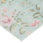 ヴィンテージのビクトリアンなぼろぼろのシックな淡いブルーの花の赤 テーブルクロス (アングル)