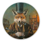 ヴィンテージのビクトリアンなキツネの陶磁器のノブ セラミックノブ (正面)