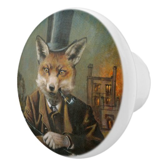 ヴィンテージのビクトリアンなキツネの陶磁器のノブ セラミックノブ (右)