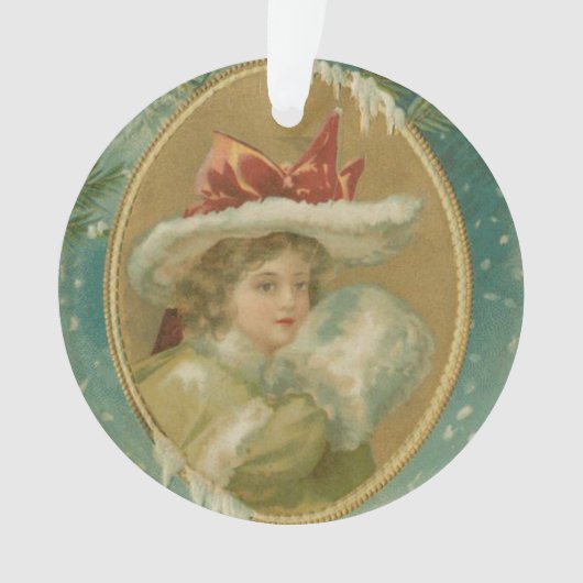 ヴィンテージのビクトリアンなクリスマスの女性 オーナメント (正面)