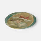 ヴィンテージのビクトリアンなクリスマスの女性 ペーパープレート (アングル)