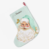 ヴィンテージのビクトリアンなサンタクロースの中立ミント及び金ゴールド ラージクリスマスストッキング (裏面 (吊り時))