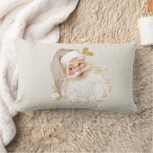 ヴィンテージのビクトリアンなサンタクロースの中立暗灰色及び金ゴールド ランバークッション (ブランケット)