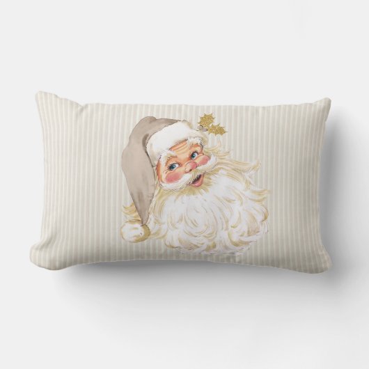 ヴィンテージのビクトリアンなサンタクロースの中立暗灰色及び金ゴールド ランバークッション (正面)