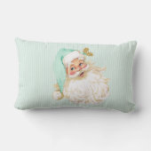 ヴィンテージのビクトリアンなサンタクロースの中立真新しい緑 ランバークッション (裏面)