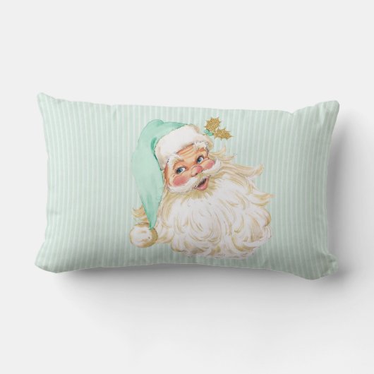 ヴィンテージのビクトリアンなサンタクロースの中立真新しい緑 ランバークッション (裏面)