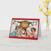 ヴィンテージのビクトリアンなハロウィンの挨拶状 カード (黄色い花)