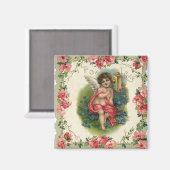 ヴィンテージのビクトリアンなバレンタインデー、電話の天使 マグネット (正面/裏面)