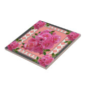 ヴィンテージのビクトリアンなピンクのバラパターン芸術 タイル (側面)