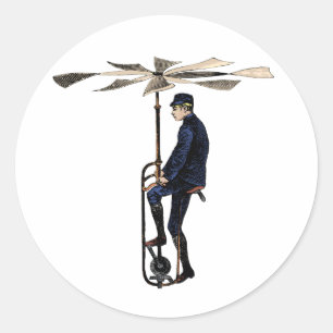 ヴィンテージのビクトリアンなヘリコプターの飛んでいるな考案物 ラウンドシール