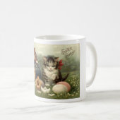 ヴィンテージのビクトリアンなレトロの芸術猫の子ネコイースター コーヒーマグカップ (正面右)