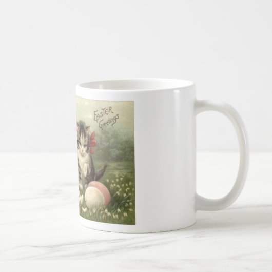ヴィンテージのビクトリアンなレトロの芸術猫の子ネコイースター コーヒーマグカップ (右)