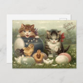 ヴィンテージのビクトリアンなレトロの芸術猫の子ネコイースター シーズンポストカード (正面/裏面)