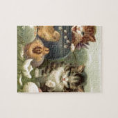 ヴィンテージのビクトリアンなレトロの芸術猫の子ネコイースター ジグソーパズル (横)