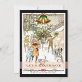 ヴィンテージのビクトリアンな休日のクリスマス・パーティ 招待状 (正面)